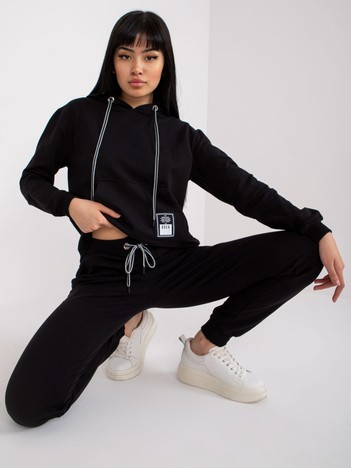 Mariami Black Cotton Sweatsuit Set