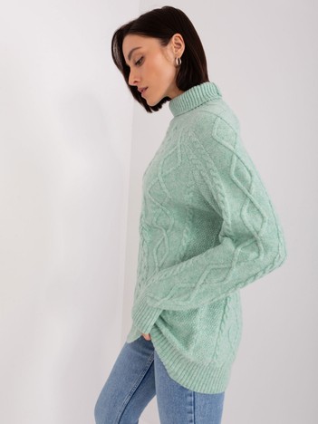 Mint women's sweater with braids