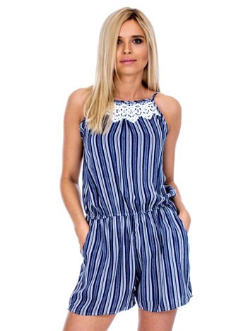 Navy blue striped jumpsuit