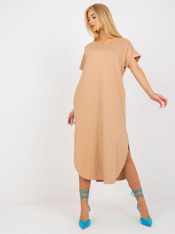 OCH BELLA Short Sleeve Camel Oversize Dress