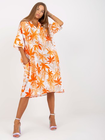 Orange Oversize Summer V-Neck Dress