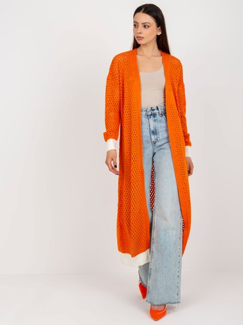 Orange openwork cardigan with wool