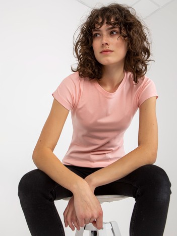 Peach cotton basic women's t-shirt