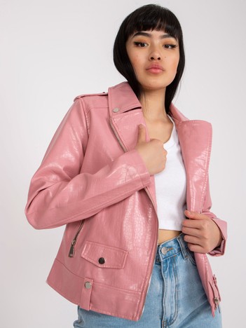 Pink Faux Leather Ramone Jacket