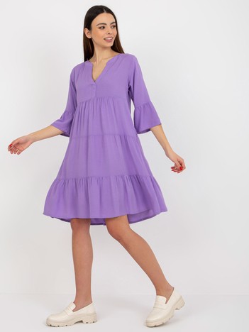 Purple loose dress with viscose frill SUBEVEL