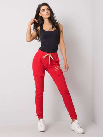 Red sweatpants with Althea pockets