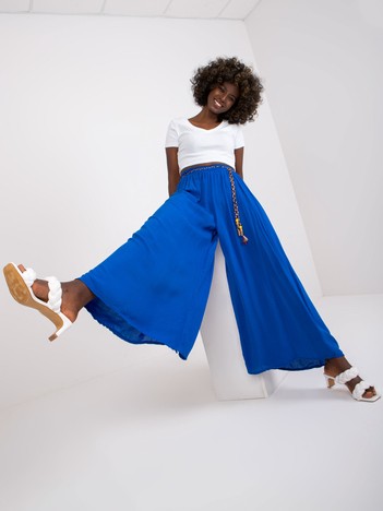 Surie OCH BELLA Dark Blue Wide High Waist Fabric Pants