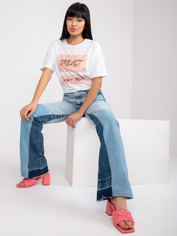 White oversize t-shirt with applique and print