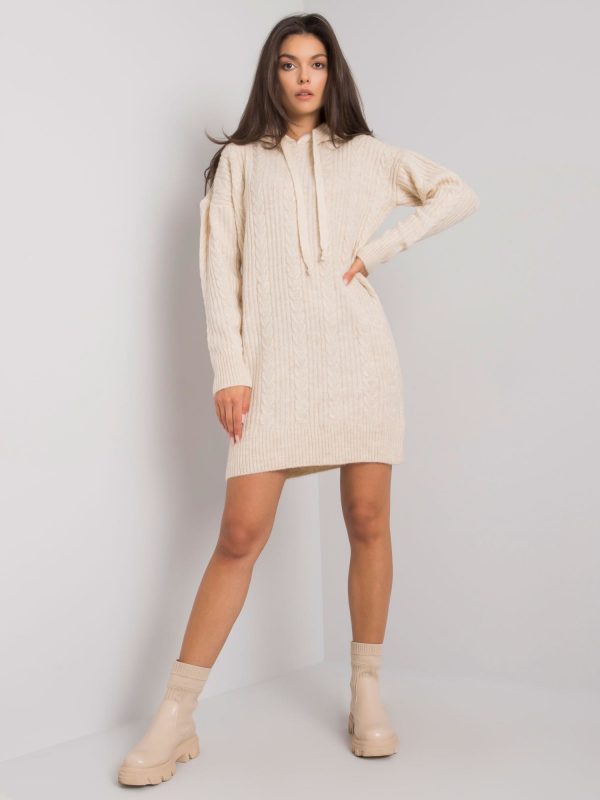 Beige knitted dress with hood Joselita RUE PARIS