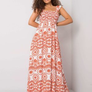 Tayla White and Orange Maxi Dress