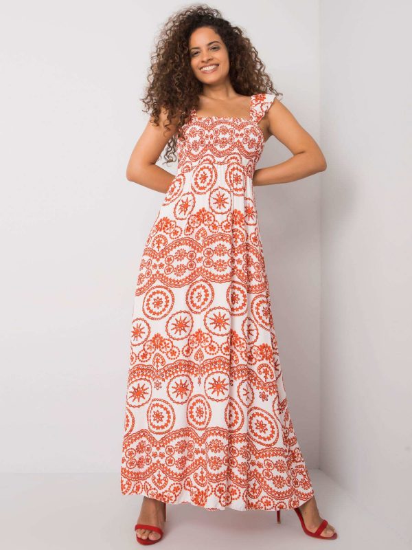 Tayla White and Orange Maxi Dress