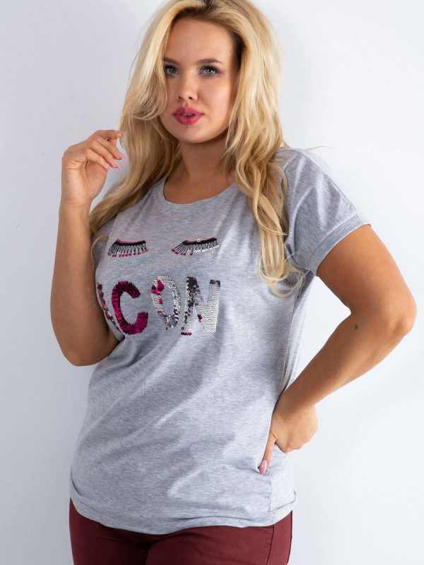 Gray T-shirt Calmly PLUS SIZE