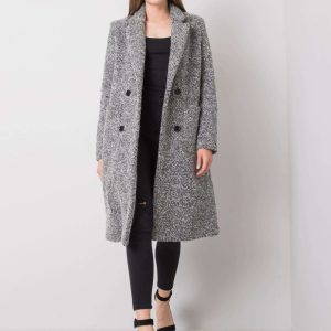 Carolyne's grey bouclé coat