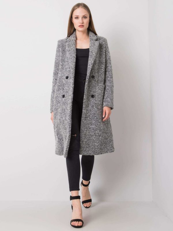 Carolyne's grey bouclé coat