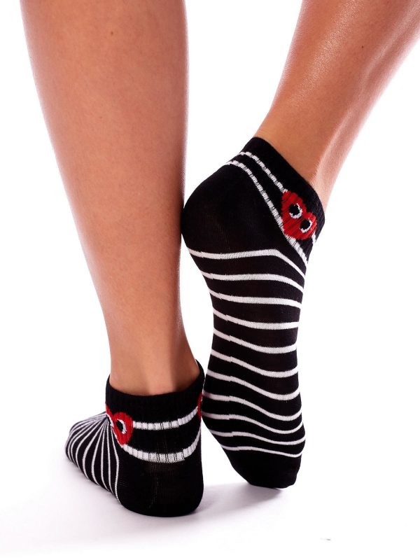 Black 3-pack striped foot socks