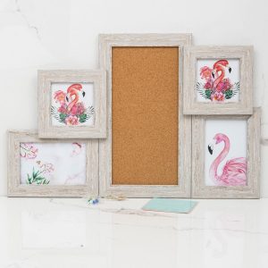 Beige multiframe with cork board