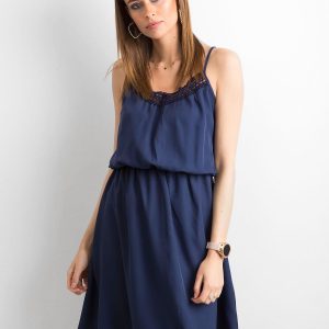 Navy blue dress for women with straps