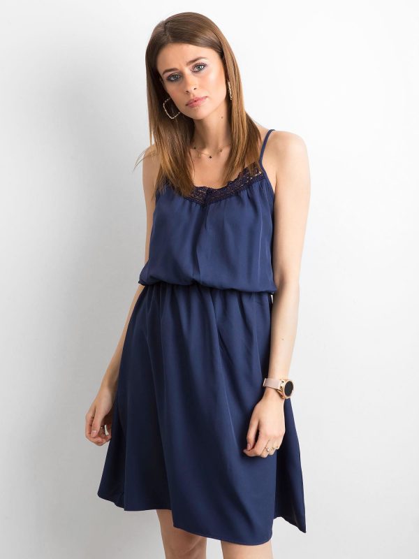 Navy blue dress for women with straps