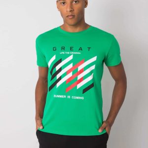 Dark Green Men's T-Shirt with Colorful Print Adriel