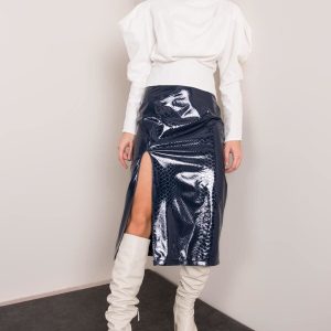 Navy blue skirt with slit BSL