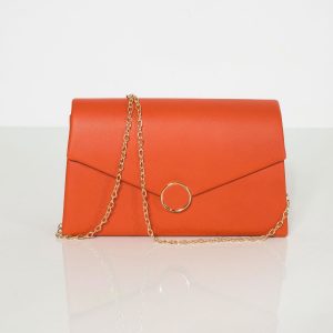 Light red eco-leather clutch