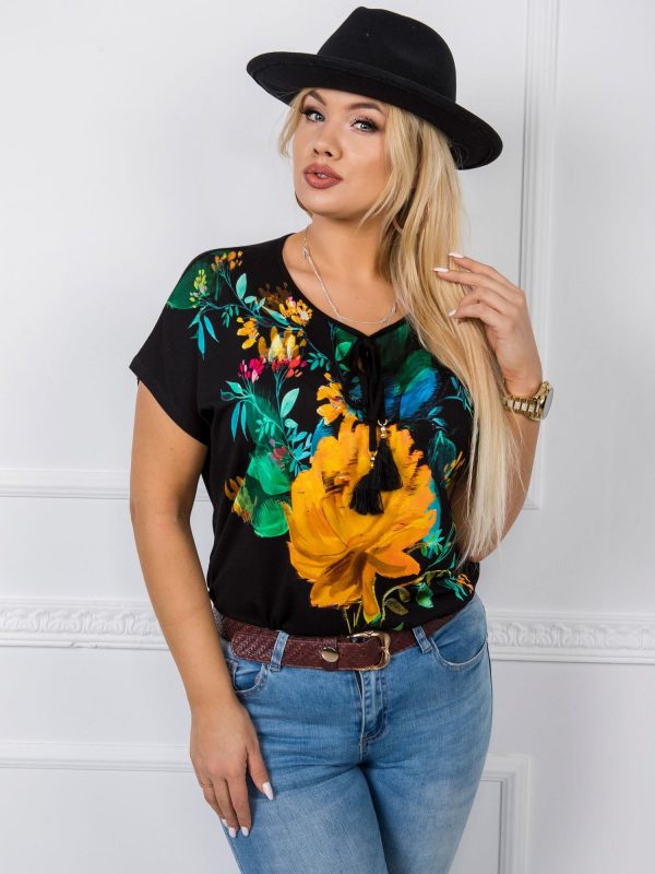 Black plus size blouse Artist