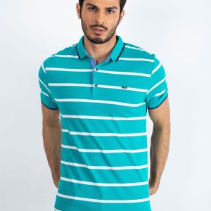 Turquoise Men's Throwback Polo Shirt