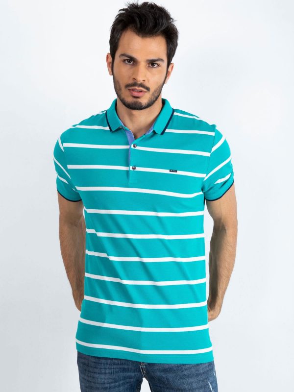 Turquoise Men's Throwback Polo Shirt