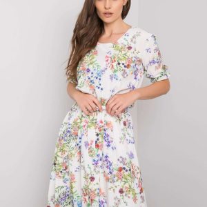 White Bari Floral Dress