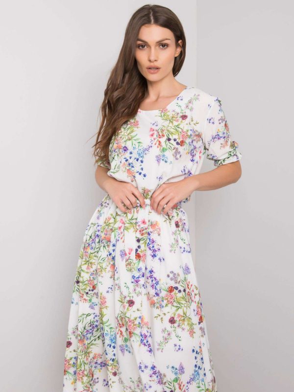 White Bari Floral Dress