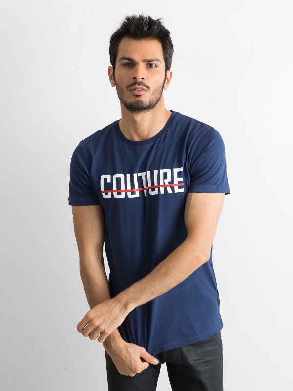 Navy blue T-shirt for men with inscription