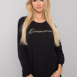 Black sweatshirt for women with inscription Newcastle RUE PARIS