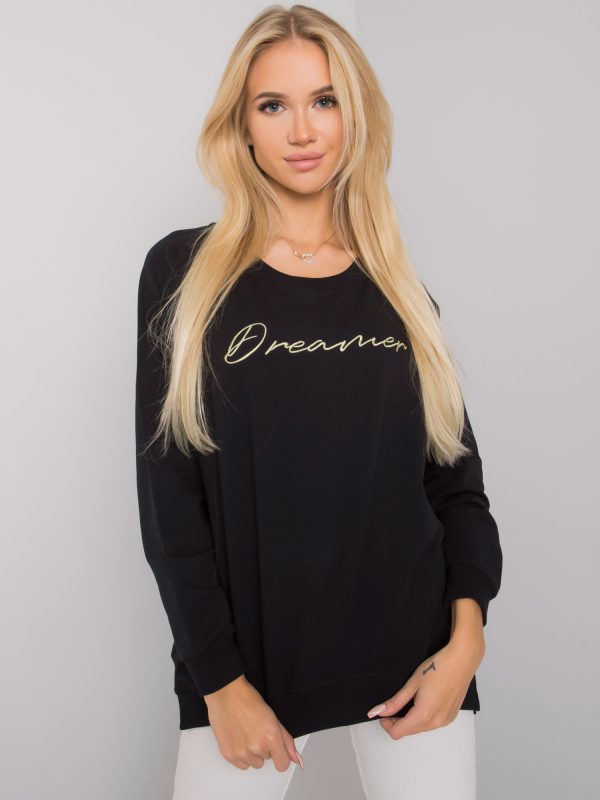 Black sweatshirt for women with inscription Newcastle RUE PARIS