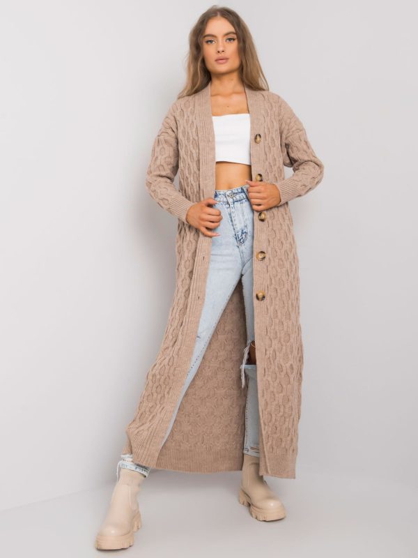 Dark beige long cardigan Ulyana RUE PARIS