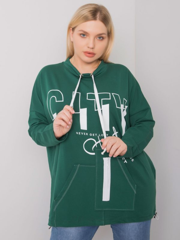 Dark Green Plus Size Hoodie Hackney