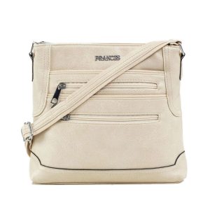 Beige ladies handbag with pockets