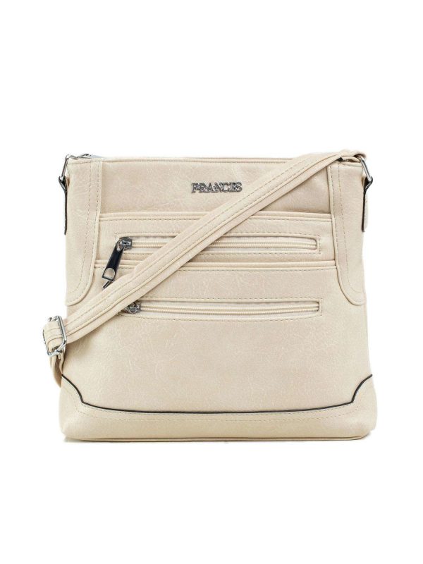 Beige ladies handbag with pockets