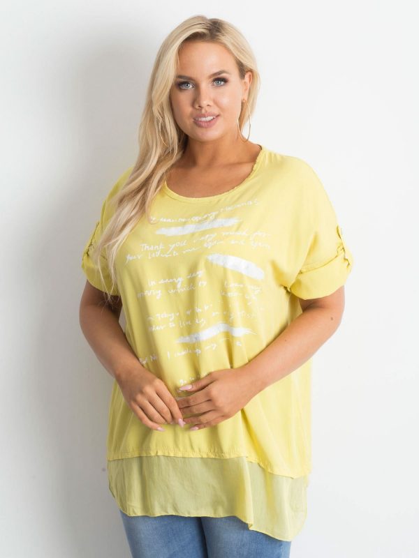 Yellow tunic plus size with print