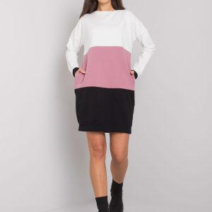 Ecru-Dirty Pink Long Sleeve Dress Zehra RUE PARIS