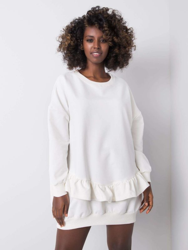 Sanvi White Hoodless Sweatshirt