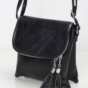 Black handbag with tasses