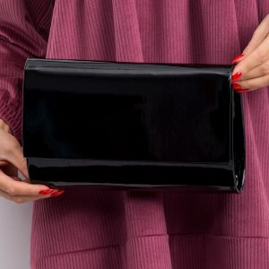 Black lacquered clutch bag