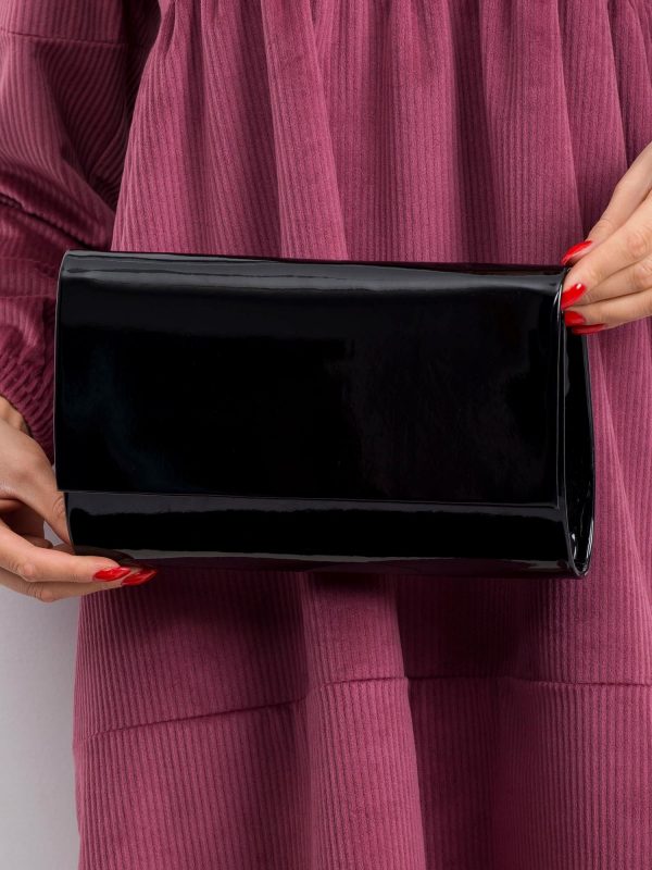 Black lacquered clutch bag