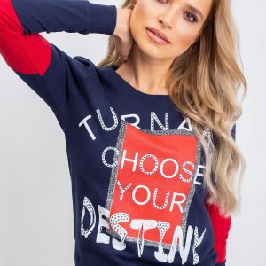 Navy blue sweatshirt with print