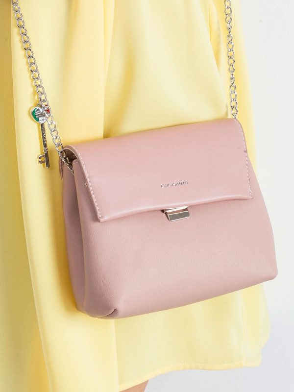 Pink handbag with pendant