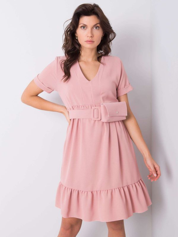 Dirty pink dress with ruffle Vianna