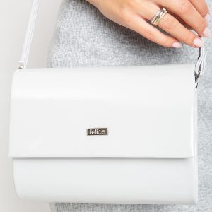 Light gray lacquered clutch bag