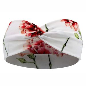 White headband for girl 3-5 years old with flowers