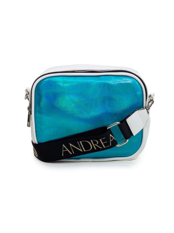 White and blue bag with detachable strap