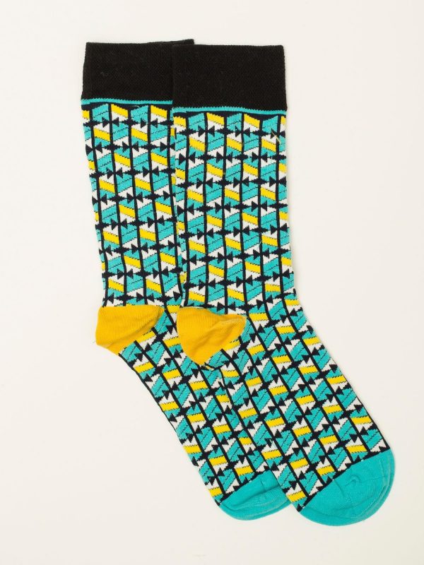 Turquoise Patterned Men's Socks